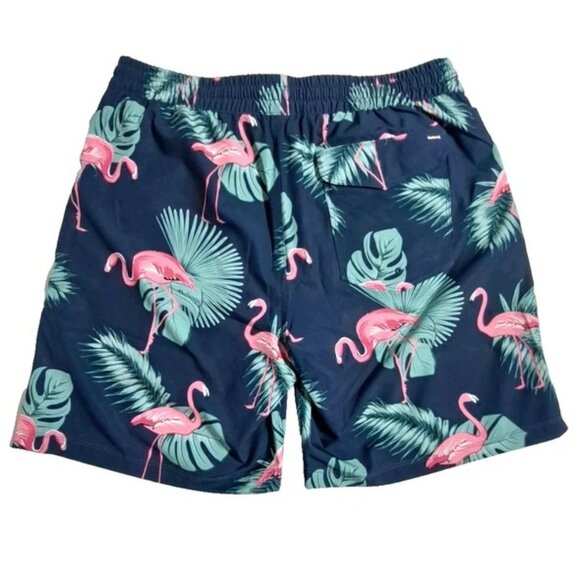 Hurley XL Men's Elastic Waist Dark Blue/Pink Flamingo Swim Trunks Stretch Volley - Picture 8 of 13